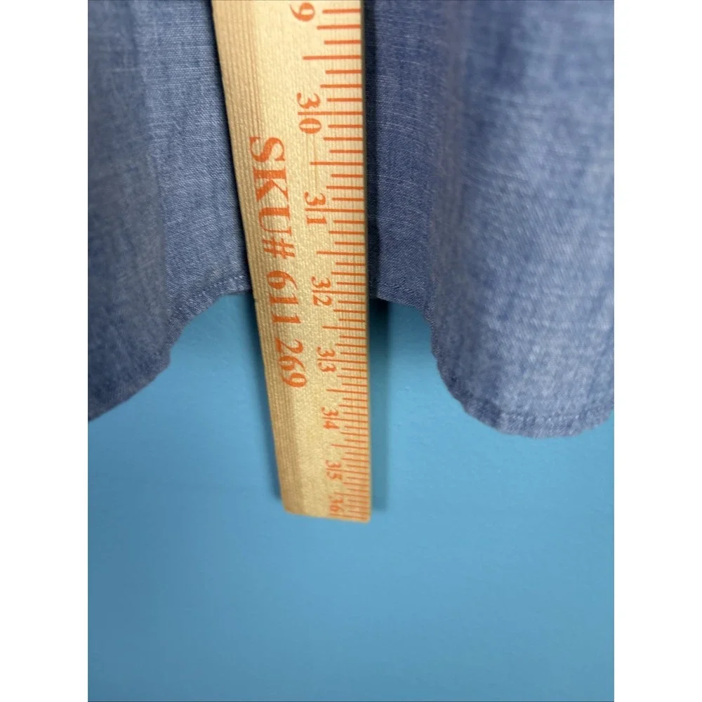 Banana Republic Shirt XL Blue Chambray Non Iron Relaxed Long Sleeve Patchwork